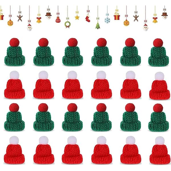 Dzrige Mini-Strickmützen Für Weihnachten – 50 Stück In Zufälligen Farben, Perfekt Zum Basteln & Dekorieren