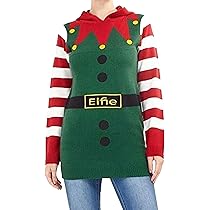 Christmas Dress Girls Elf Jumper Shelikes Womens Christmas Jumper Dress  Knitted Long Sleeve Elf Tunic Top