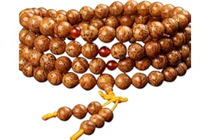 NOYOTA Mala Méditation Bouddhiste Collier de Perles de Prière, Bracelet, 108 Mala Bracelet Bois Bodhi, Perle de Prière en Bois Naturel for Méditation Bouddha Manchette Bouddhiste Tibétain Collier Bijoux