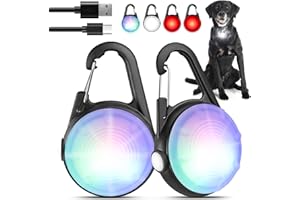MONHALL Hund Lichter für Nacht Spaziergang, 2er-Pack wiederaufladbare Clip auf Hund Kragen Licht blinkendes Licht wasserdicht für Nacht und Kinder Schultasche Reflektor, Sicherheitslicht für Kinder und Hund