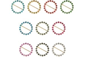 10Pcs Rhinestone T-Shirt Clips, Jagowa Metal Silk Scarf Clips Round Clothes Corner Knotted Button Decorations Accessories for Women Girls