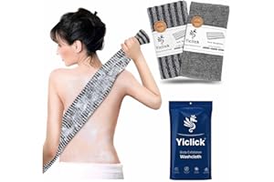Yiclick Lot de 2 débarbouillettes exfoliantes – Gommage pour le corps, éponge de lavage en luffa – brosse douce pour le dos – Pour les peaux sensibles et rugueuses