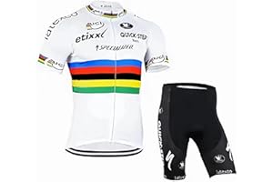 louizumify Maillots de Ciclismo de Manga Corta para Hombre Conjunto de Ropa de Verano, Culottes de Ciclismo con Acolchado de Gel 3D