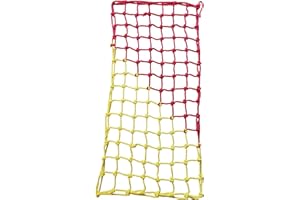 LJBD Rete da Arrampicata per Bambini Robusto Poliestere Rete di Protezione 12mm/12cm per Parco Giochi, Casa Sull'albero Scale e Balconi Ringhiere Altalena da Giardi(Size:91*182cm(3*6ft),Color:rosso/giallo)