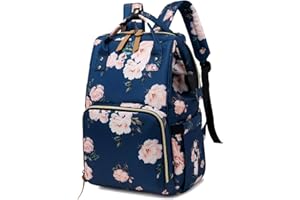 FANDARE Nappy Backpacks Baby Changing Bag Fashion Diaper Bag with USB Charging Port Earphone Jack Travel Daypack Large Multi-Function Rucksack for Mom Durable Nylon Blue