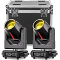 Lyre LED 2PCS avec Flight case 380W Beam Lumière de scène 14 Gobos 15 Couleurs Moving Head Projecteur Disco pour Bar, Club, Mariage, Concerts Soirées
