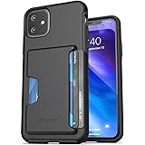 ENCASED iPhone 11 Wallet Case Shockproof Ultra Durable Phone Case Cover with Card Holder Slot (4 Credit Cards Capacity) Black