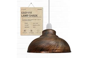DC VOLTAGE Industrial Ceiling Pendant Light Shades - Retro Style Curvy Dome Shaped lamp Shades Metal Easy fit Ceiling Pendant Light Shades for Light fixtures (Brushed Copper)