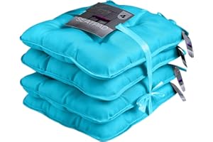 GC GAVENO CAVAILIA Seat Cushions Set of 4 | 40X40 Cm Chair Pads Cushions For Dining Chairs With Strap Ties | Outdoor Kitchen Patio Chair Cushions Pad For Living Room, Garden, Office, Teal