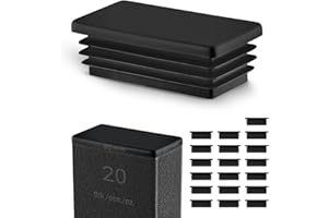 EMFA Tappi a Lamelle Rettangolari 80x20 mm in Plastica Nero - Tappo per Tubo per Mobili e Strutture in Ferro | Inserto Terminale – Set 20 Pezzi – 8x2 cm