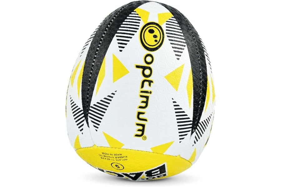 Optimum Rugby Bounce Back Solo Skills Ball - Balanced, Responsive, Accurate Handling & Kicking - Top-Performing Rebound Rugby Ball for Pro Training - 2-Ply, 410g