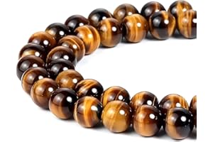LIFAVOVY 8mm Natural Yellow Tiger Eye Beads Round Semi Precious Gemstone Loose Beads for Jewelry Making (47-50pcs/strand)