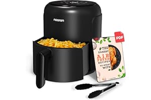 ‎NOATON Noaton Heißluftfritteuse 2 L, Ölfreie Air Fryer für 1-2 Personen, 6 Programme, Timerfunktion 1-60 Minuten, Digitales Display, 1000 W, 80-200 °C, Inklusive Rezeptbuch, Spülmaschinenfest, Schwarz