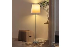 Aigostar Lampada da Terra con Interruttore a Sospensione, Presa E27 con Paralume Bianco, Lampada a Piantana con Base in Metallo, Lampada da Pavimento Moderna per Saloto, Camera da Letto, Lettura