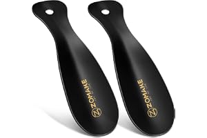 ZOMAKE Skohorn Metall Litet 19 cm,Kort Skohorn Liten Svart Korta Skogorn för Barn Män Kvinnor Äldre,Skohjälpare Metal Shoe Spoon,Shoehorn Mini Rostfritt Stål med Upphängningshål