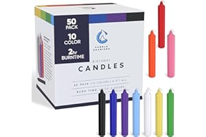 Candle Charisma 50 Multi-Colored Spell Candles - 4" Unscented Paraffin Chime Candles, Smokeless & Dripless Colored Candles, 2 Hours Burn Time 1/2 Inch Taper Candles for Rituals, Witchcraft and Parties