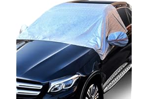 ZHSX Car Windscreen Cover Frost Guard with Anti-scratch Elastic Hooks Fixed on wheels and Windproof Elastic Rims & Anti-theft Buckle Belt and Waterproof Flaps, fits less than 190cm Wide Cars SUV