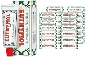 Euthymol original tandkräm 75 ml x 12, ingen fluorid, anti-plack, antibakteriell, hålskydd, tänder och tandkött rent och hälsosamt, cool mint uppfriskande, daglig oral emalj tandvård vård