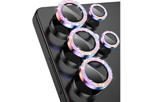 CloudValley für Samsung Galaxy S25 Ultra Kameraschutz, HD-Klar, Kratzfest, Ultra-Dünnes Individuelle Gehärtetes Glas Zubehör mit Aluminiumrand,Glitzer Titanbunt