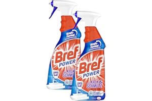 Bref Power contro calcare e sporco, detergente anticalcare, flacone spray per pulizia igienica (2 confezioni da 750 ml)