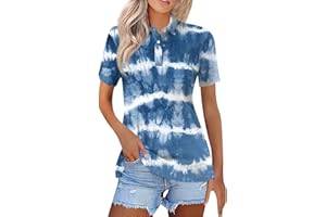 ywkiyrs Polo à manches courtes pour femme - Séchage rapide - Pour le tennis, le golf - Respirant - Imprimé floral - 3 boutons