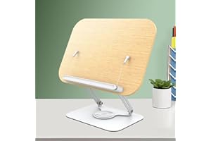 Gwezmxs Atril para Libros con Base Giratoria de 360°, Plegable Atril Lectura para Libros Portátiles Tabletas, Soporte Libros con Clips para Leer