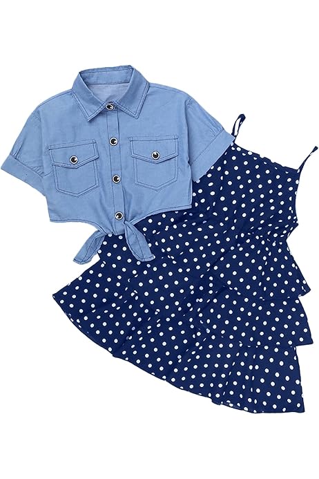 Ensemble Été Fille SoLu DAY8 - T-shirt à Volants + Short En Coton - Broderie Fleurs - Taille 2-7 Ans - Confortable Et Chic