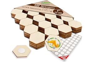 CROCOWOOD 120 UND Formas Hexagonales de Madera en Blanco de 25 mm para Decoración de Manualidades - Adorno Hexagonal de Madera sin Terminar para Proyectos de Bricolaje y Arte - Recortes Hexagonales de Madera