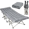 CHENDY Camping Cot with Thick Pad, Folding Camping Cot Oversize Cots for Sleeping Camping Bed Folding Cot for Camping W/Pilllow Mattress for Home Office Nap Beach Travel, 600LBS