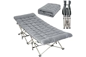 CHENDY Camping Cot with Thick Pad, Folding Camping Cot Oversize Cots for Sleeping Camping Bed Folding Cot for Camping W/Pilllow Mattress for Home Office Nap Beach Travel, 600LBS