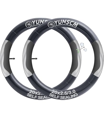 YunSCM 2 Stück 20 Zoll Fat Bike Schläuche – Selbstheilend, 20x3.0/3.5, AV32mm Ventil, Pannensicher, Für E-Bike & MTB