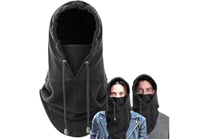 nedit Mens Snood - Balaclava Ski Mask - Winter Thermal Fleece Hood with Heavier - Neck Warmer Ideal for Outdoor Sports - for Women and Men - Black