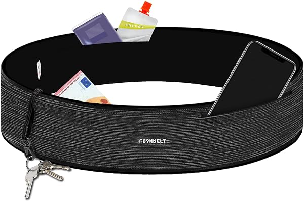 Formbelt® Plus Ceinture Running avec Fermeture éclair pour Ranger Le Smartphone, Les clefs et la Gourde - Sport, Yoga, Course à Pied, Velo, Fitness (Gris, M)