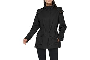 WenVen Veste Femme mi Saison Parka Grande Taille avec Capuche Amovible Veste Militaire Coupe Ajustée Veste Classique Automne Hiver Manteau Trench Coat Manteau en Coton