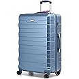 CMY Suitcase Medium Size Hard Shell Lightweight 4 Dual Spinner Wheels Trolley Luggage Suitcase Medium 24" Hold Check in Luggage TSA Combination Lock (Ice Blue)