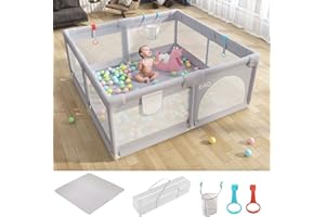 EAQ Baby Laufstall mit Matte Laufgitter Sicherheitsspielplatz mit superweichem, atmungsaktivem Netz, Kinderzaun für Säuglinge Kleinkinder