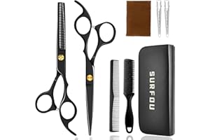 SURFOU Friseurscheren Set 6,7 Zoll,Haarschere & Effilierschere aus Edelstahl,Haarschneideset mit Kamm Profi,Mit verstellbarer Spannung,Für Herren/Damen/kinder/Haustiere & Friseur