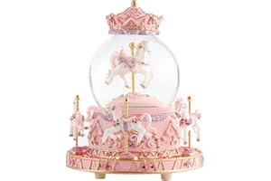 Musfunny Schneekugel Musik Spieluhr Für Kinder Karussell: Snow Globe Mit Farbwechselnde LED-Leuchten - Musik Schneekugel Als Geburtstags Tauf Kinder Mädchen Babys