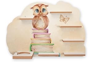 ‎KREATIVE FEDER Kreative Feder Sammel-Regal „Kluge Eule“ Regal geeignet für Tonie Box und Tonies Wandregal für Musikbox und Figuren ideales Kinder-Regal zum Spielen und Sammeln ca. 55x41 cm (Kluge Eule)