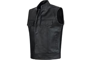 PAULGOS Lederweste Weste Kutte Leder Biker Rocker Motorrad Clubweste Bikerweste Motorradweste Schwarz BW4