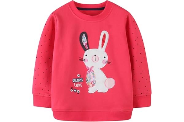 Sweatshirt Fille Licorne T Shirt 100% Coton Col Rond Pullover Tops pour Enfants 1-12 Ans