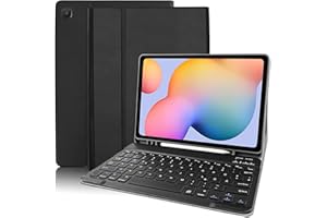 ‎ZABATOCO Tastaturhülle für Samsung S6 Lite 2022, Lederhülle mit Abnehmbarer Magnetischer Bluetooth-Tastatur im QWERTZ-Layout für Samsung Galaxy Tab S6 Lite 10,4 Zoll (SM-P610/P615/P613/P619,2020/2022), Schwarz