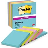 Post-It Super Sticky Notes Cosmic Collection, Pack of 6 Notepads | Back to School Supplies, Self-Stick Notes with Stronger Ho