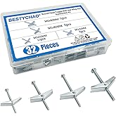 BESTYCHAO 32 Pieces M3 M5 M6 Toggle Screw and Wing Nut for Hanging Heavy Items on Drywall (4 Sizes)