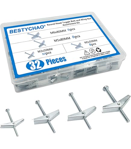 Metal Drywall Anchors Uxcell M10 Wing Nut Hollow Wall Anchors - 5pcs ...
