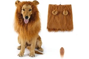 SUNREEK Dog Lion Mane, Lion Mane Wig Costumes for Medium to Large Sized Dog with Ears & Tail, Fancy Lion Hair for Halloween Costume Holiday Photo Shoots Party Festival Occasion