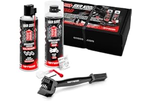 ERRECOM 1000 Miglia Clean&Lube Kit Catena Moto Road; Include Sgrassante Catena Bombola Alta Pressione 500mL + Lubrificante Catena Moto da Strada 500mL + Huggie System e Prolunga 90° +Spazzola+Guanti