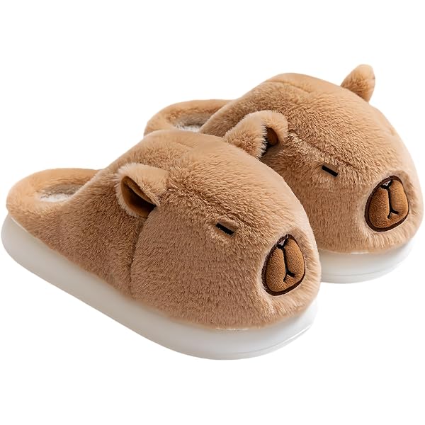 Pantofole Morbide A Testa Di Capibara – Calde Ciabatte Invernali In Peluche Per Donna (Taglia 38/39, Cachi) - 3