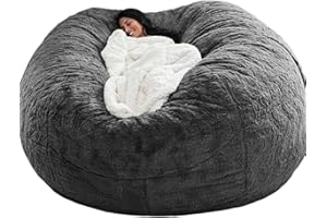 GXSDYYDS Puf, Bean Bag XXL Funda para sillón puf Mullido y tierno para Adultos (sin Relleno) Lavable 180*90cm Gris Oscuro