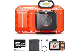 DIAMOOKY Macchina Fotografica Compatta,Macchina Fotografica Digitale Zoom 20X 3" LCD Digital Camera,Ricaricabile Vlogging Fotocamera con Scheda da 32GB per Bambini, Adulti, Principianti (Arancia)